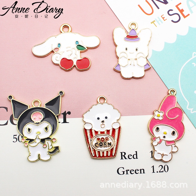 จี้สร้อยคอ ต่างหู รูปการ์ตูนกระต่าย Kulomi Melody แฮนด์เมด DIY สําหรับผู้หญิง 2 ชิ้น ต่อล็อต 066
