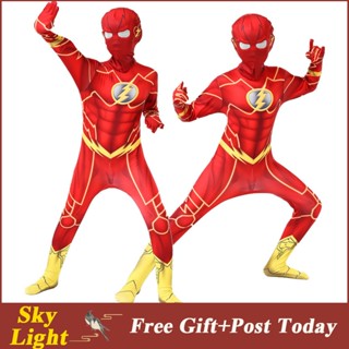 ชุดจั๊มสูทคอสเพลย์ การ์ตูนซุปเปอร์ฮีโร่ Barry Allen Zentai เหมาะกับงานปาร์ตี้ฮาโลวีน สําหรับผู้ใหญ่ และเด็ก