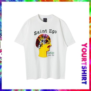 เสื้อยืดแขนสั้น คอกลม พิมพ์ลายกราฟฟิค Saint Michael Ego Brain ทรงหลวม ขนาดใหญ่ สไตล์เกาหลี วินเทจ เรโทร สําหรับผู้ชาย และผู้หญิง