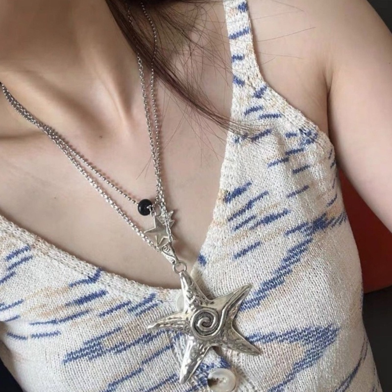 Nice สร้อยคอโลหะ จี้รูปดาวห้าแฉก ขนาดใหญ่ สําหรับผู้หญิง และผู้ชาย Y2K