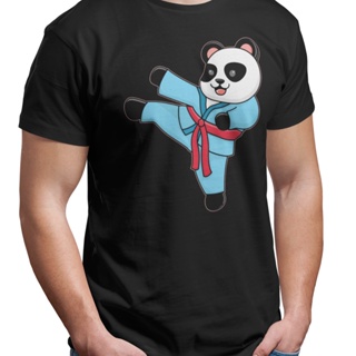 เสื้อยืด พิมพ์ลาย Ninja Martial Arts Panda Kawaii Karate สีดํา สไตล์เรโทร สําหรับผู้ชาย 167470_01