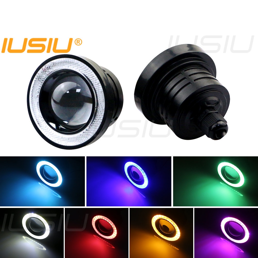 Iusiu ไฟตัดหมอก LED COB 12V พร้อมแหวนเลนส์ R500 สําหรับรถยนต์และรถจักรยานยนต์ ขนาด 2.5-4 นิ้ว