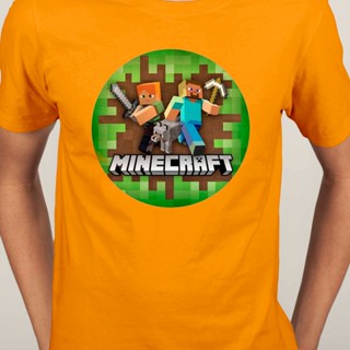 เกม Minecraft เสื้อยืดคอกลมแขนสั้นผู้ชาย | เสื้อยืด ชุดลำลอง | แฟชั่นลำลองและเรียบง่าย