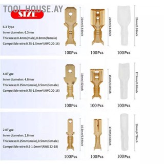 Tool House.ay สีเหลือง Crimp Terminal Block ชุดโปร่งใสฝาครอบป้องกันชายหญิง Docking Connector Kit 2.8 4.8 6.3