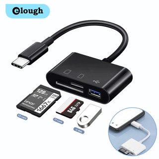 Elough 3 in 1 อะแดปเตอร์การ์ดรีดเดอร์ USB Type C เป็น SD TF