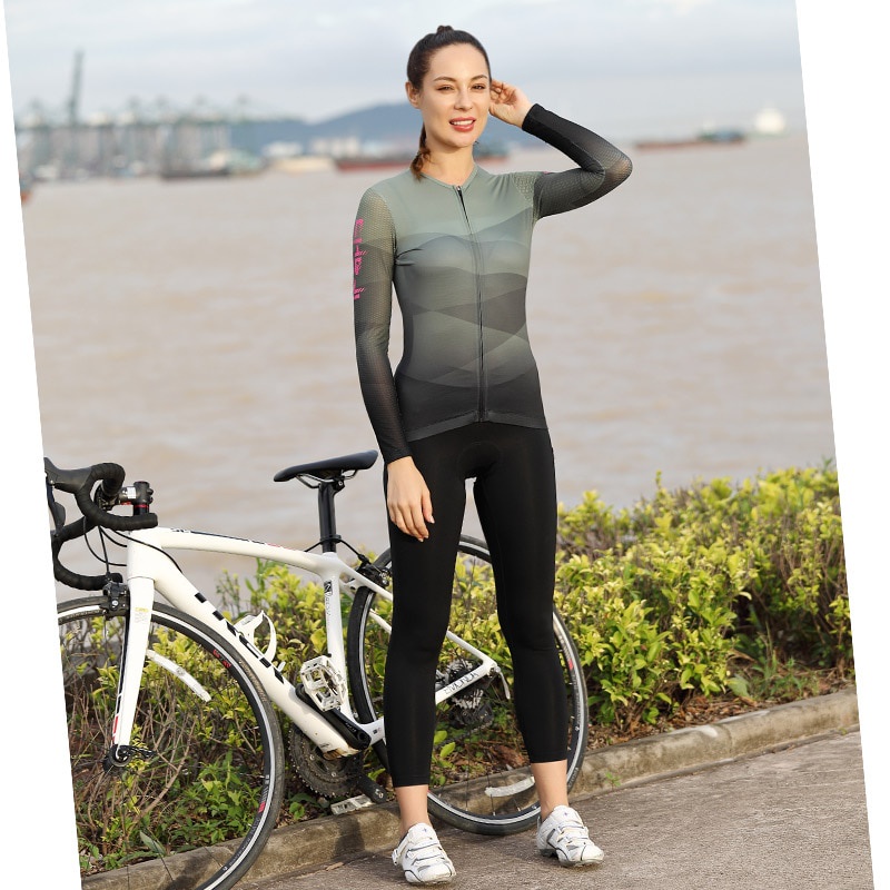 2023แฟชั่นผู้หญิงเสื้อเจอร์ซีย์นักปั่น Maillot ขี่จักรยานแขนยาวฤดูใบไม้ผลิและฤดูใบไม้ร่วงแห้งเร็ว MTB Breathable จักรยานเสื้อผ้า