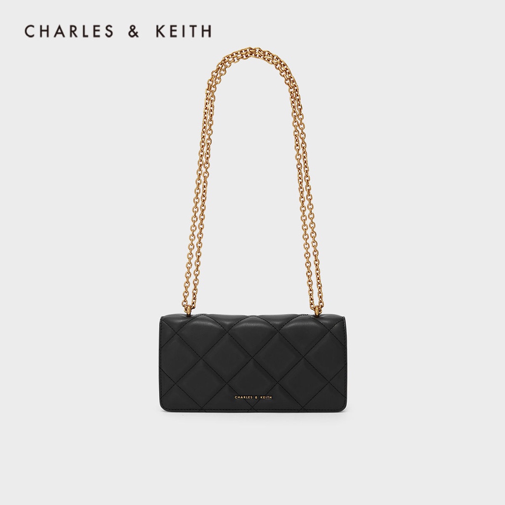 Charles &amp; KEITH กระเป๋าสตางค์ สายโซ่ ประดับเพชร สําหรับผู้หญิง CK6-10680924