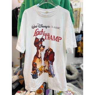 Lady and The Tramp⚡️เสื้อยืดผ้าฟอก Unisex Cotton 💯 งานใหม่ ทำเก่า ผ้าฟอกเฟดนุ่ม ไร้ตะเข็บข้าง สกรีนจม หน้าหลัง ⚡️⚡️