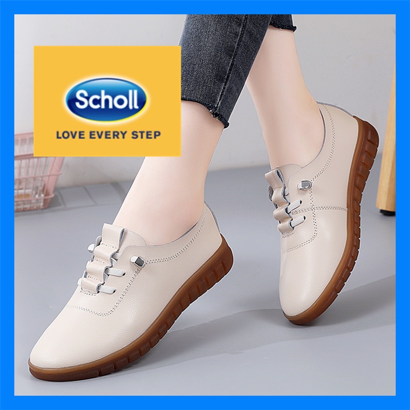 Women รองเท้าหนังลําลองผู้หญิง scholl รองเท้าโลฟเฟอร์เรือ