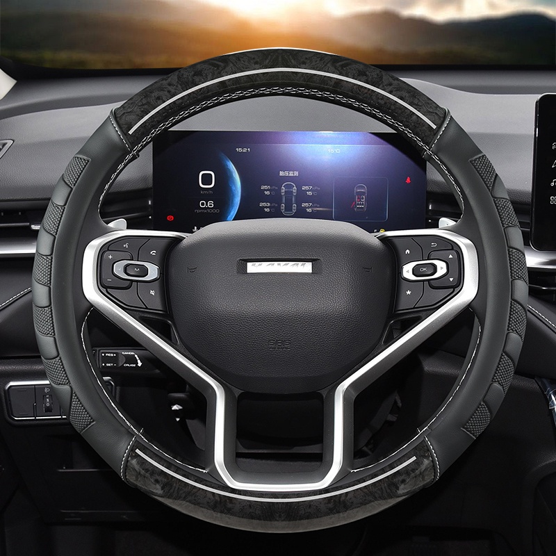มะฮอกกานีลายไม้พวงมาลัยรถสําหรับ Haval Jolion Chulian 2020 2021 2022 อุปกรณ์เสริมอัตโนมัติ