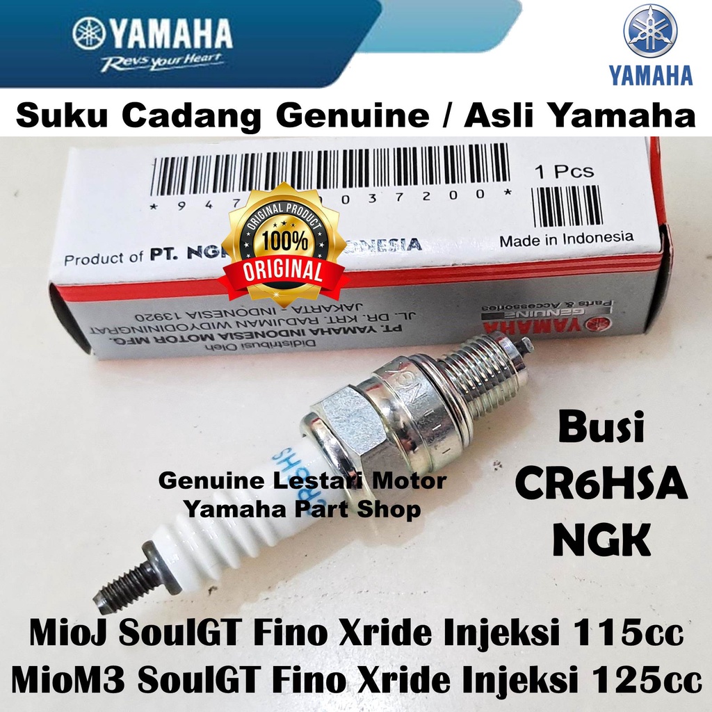 NGK CR6HSA MioJ MioM3 SoulGT Fino Xride ฉีดหัวเทียนเดิม Yamaha Surabaya