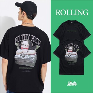 Just Say Bad ® เสื้อ Oversize รุ่น Rolling Stone สีดำ ( ลิขสิทธิ์แท้ ) เสื้อตัวใหญ่ ชาย แขนสั้น M L OS