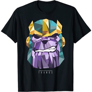 2023เสื้อยืด พิมพ์ลายกราฟิก Marvel Thanos Low Poly Geometric Art Head สําหรับผู้ชาย