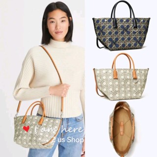 พรีฯTORY BURCH SMALL CANVAS BASKETWEAVE TOTE.