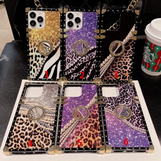 For OPPO Realme 5 5S 5i 6i 7i 9 Pro C12 C15 C25 C17 C21Y C25Y C35 C21 C55 Fashion Colorful Leopard Square Phone Case With Bracket