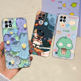 เคสโทรศัพท์มือถือ ซิลิโคนนิ่ม TPU ลายนักบินอวกาศ ดอกไม้น่ารัก สําหรับ Realme C21Y C25Y RealmeC21Y C 25Y 2023