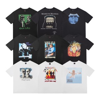 Rock band vintage T-shirt Short Sleeve เสื้อยืดวินเทจวงร็อค Loose Fit NIRVANA OASIS เสื้อยืดวง