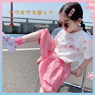 Girls short-sleeved T-shirt set summer clothing Internet celebrity childrens western style childrens clothing harem pants casual two-piece set summer