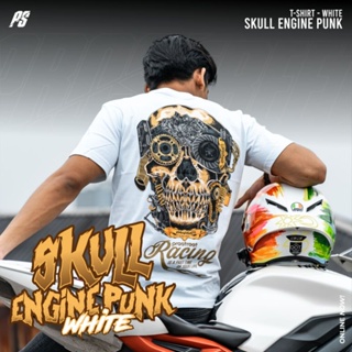 เสื้อยืดผู้ เสื้อยืด PROSTREET SKULL ENGINE PUNK WHITE | ใหม่ | ต้นฉบับ S-5XL