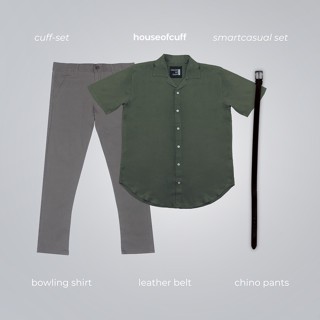 Smartcasual Set 27: เสื้อโบว์ลิ่ง, กางเกงชิโน, เข็มขัด