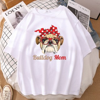 Bulldog Mom with Tie and Mirror Printed Male T-Shirt Style S-Xxl Tshirt Fashion Casual T-Shirts Simplicity Comforta_04