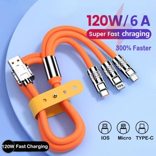 สายชาร์จเร็ว USB 120W สําหรับ iPhone Micro USB Type-C สําหรับ Huawei Samsung Xiaomi สายไฟ