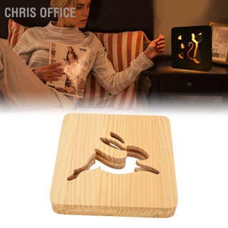 Chris office Cat Heart Pattern Night Light Front Back Hollow ไม้ 3D LED โคมไฟข้างเตียงสำหรับร้านอาหารในห้องนอน