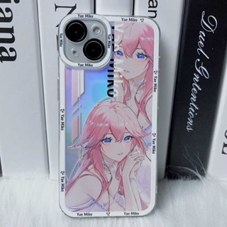 Genshin impact Yae Miko ใหม่ เคสโทรศัพท์ เลเซอร์ ซิลิโคน ใส เคสป้องกัน iPhone 14 13 12 11 pro promax x xs xsmax xr 7 8 plus