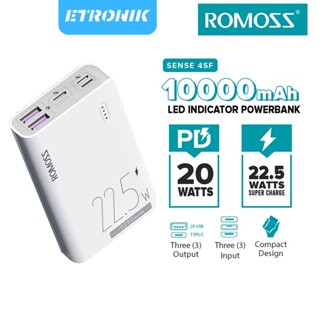 ETRONIK Romoss Sense4SF 10000mAh Mini Powerbank 22.5W PD QC 3.0 ลิเธียมไอออนโพลิเมอร์ธนาคารพลังงานชาร์จเร็ว