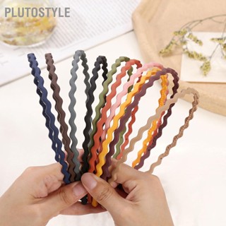  PLUTOSTYLE ที่คาดผมหยักสำหรับผู้หญิง ที่คาดผมหยักศกสีลูกกวาด 180° ที่คาดผมแฟชั่นแบบยืดได้ Frosted Minimalist สำหรับแฟชั่นกีฬา