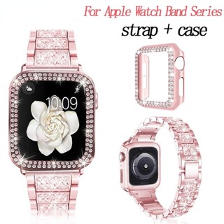 สายนาฬิกาข้อมือโลหะ ประดับเพชร หรูหรา สําหรับ Apple Watch 8 7 6 5 se 4 3 2 1 iWatch 38 มม. 42 มม. 40 มม. 44 มม.