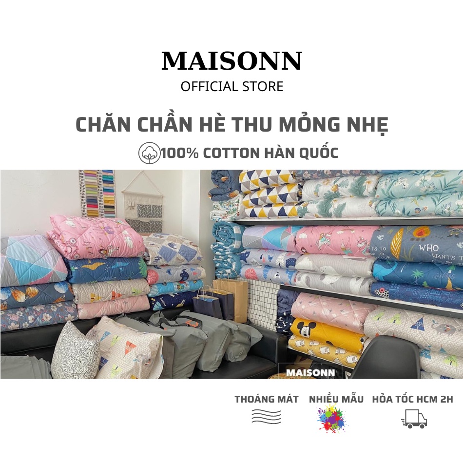 ผ้าห่มผ้านวมสีทึบและลาย ผ้าฝ้ายเกาหลี 100% (หลายรุ่น) 1m6x2m, 1m8x2m, 2mx2m2 - MAISONN