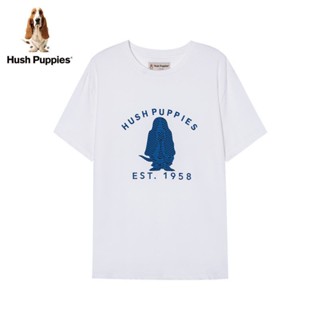 เสื้อยืดคอกลม พิมพ์ลายโลโก้ Hush Puppies แฟชั่นฤดูร้อน สําหรับผู้ชาย