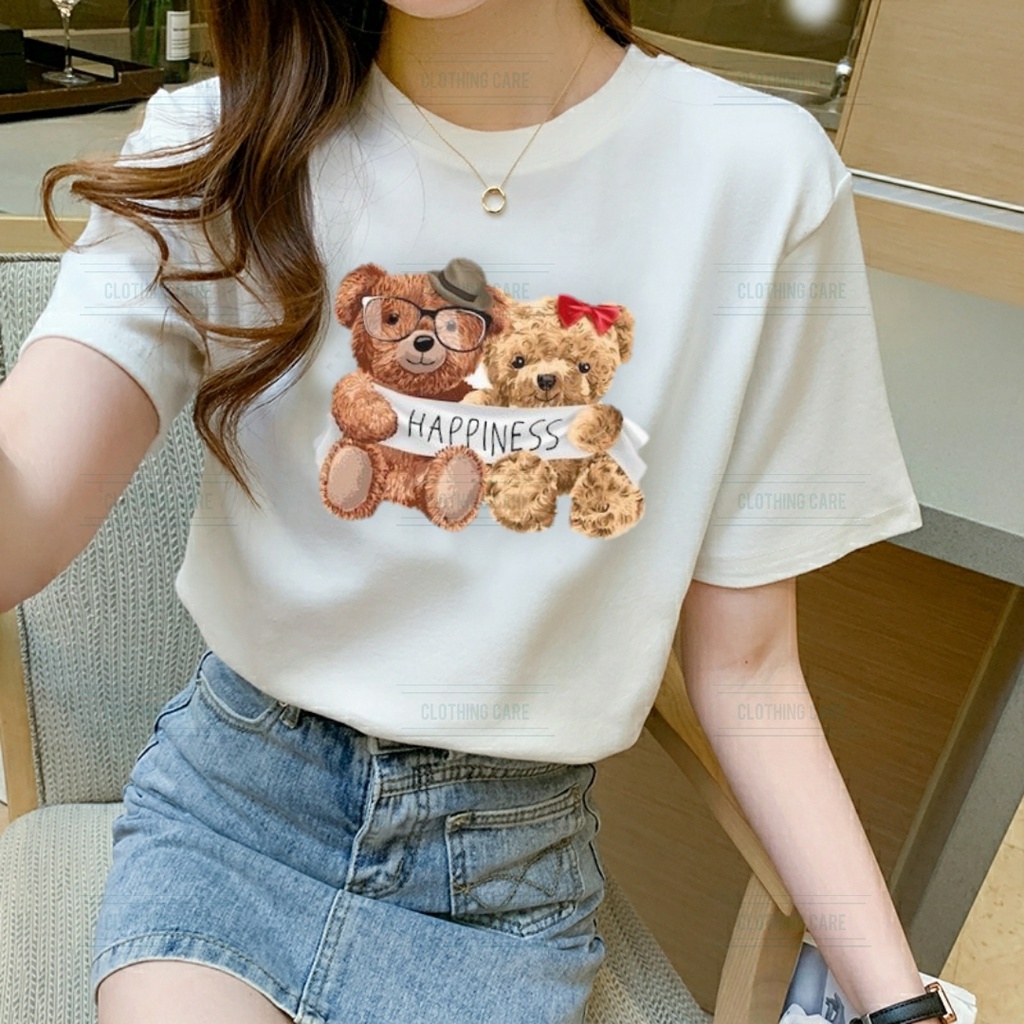 Adult Tops For Women Teddy Bear Happiness T-Shirts Teddy Bear Women T-Shirts Teddy Bear Short Sleeve Oversize T-Shi_02