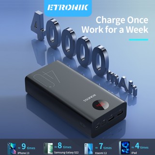 ETRONIK ROMOSS 40000mAh Power Bank Fast Charge QC18W แบตเตอรี่แบบพกพาเครื่องชาร์จภายนอก 40000 mAh Powerbank สำหรับ iPhone 12 13 PRO Xiaomi