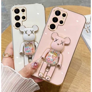 ใหม่ เคสโทรศัพท์มือถือแบบนิ่ม ลายการ์ตูนหมีน่ารัก พร้อมขาตั้งพับได้ แฟชั่น สําหรับ Samsung Galaxy S23 S22 Ultra Plus S23+ A14 A53 A23 A13 LTE 5G 4G 2023