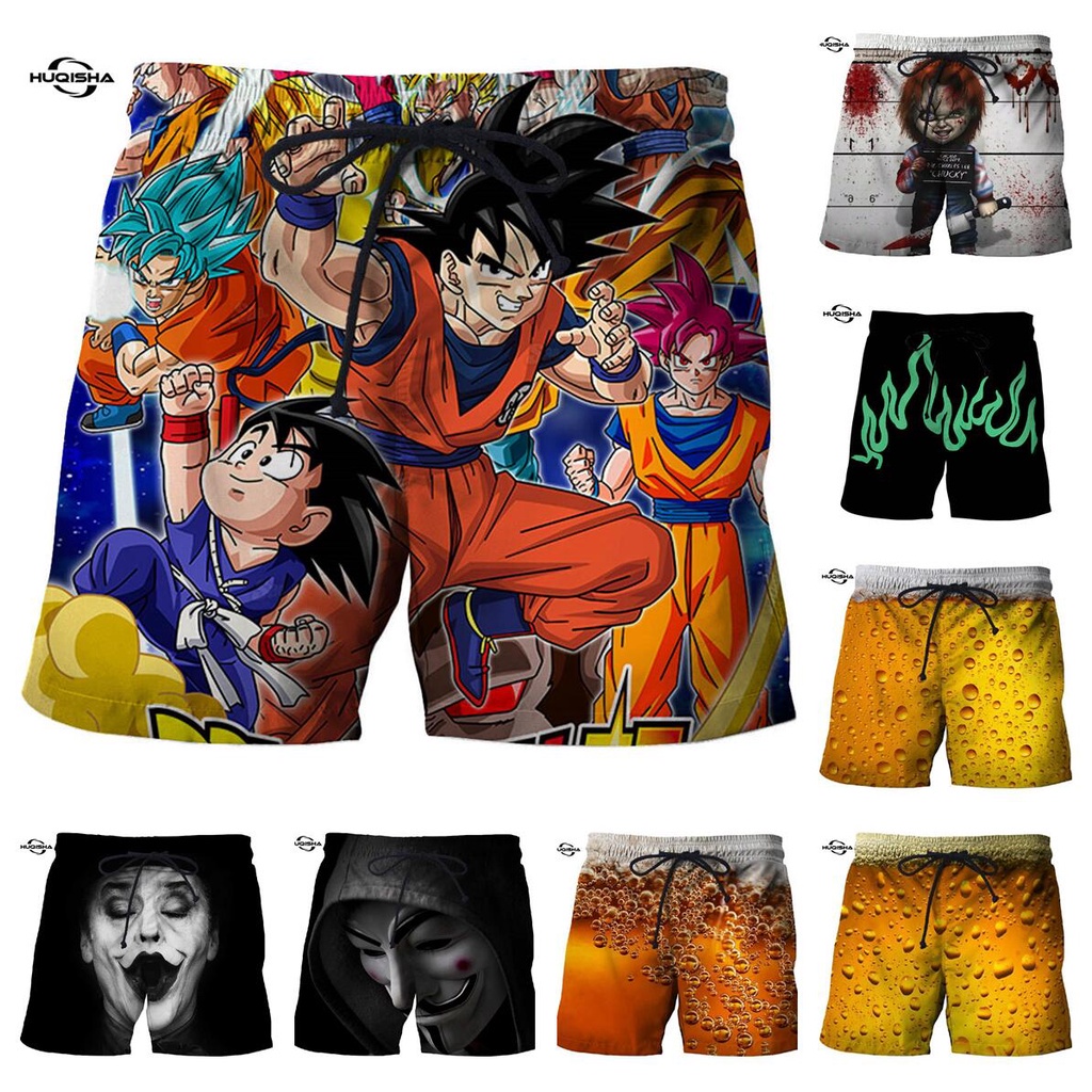 กางเกงขาสั้นพิมพ์ลายดราก้อนบอล 3 มิติแบบแห้งเร็วสําหรับผู้ชายใหม่ฤดูร้อนที่เหมาะสม