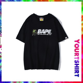 B*ape เสื้อยืดลําลอง แขนสั้น โอเวอร์ไซซ์ พิมพ์ลายโลโก้ตัวอักษร สะท้อนแสง สไตล์เกาหลี วินเทจ สําหรับผู้ชาย