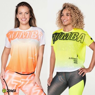 มาใหม่ เสื้อยืดลําลอง สําหรับสตรี แขนสั้น พิมพ์ลาย Zumba in motion top Tee z1t00 0100