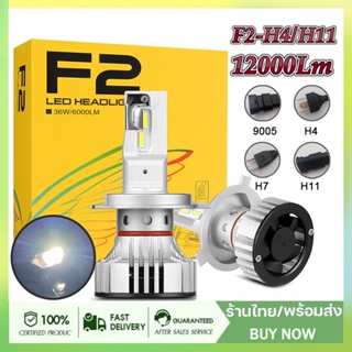 หลอดไฟหน้า LED F2สว่างสุด 12000lm พร้อมหลอดไฟตัดหมอกโพลาไรซ์แสงสีขาว 6500k ไม่สะท้อนแสงพร้อมขั้วต่อ H4/H1/H7/H11/HB3/HB4