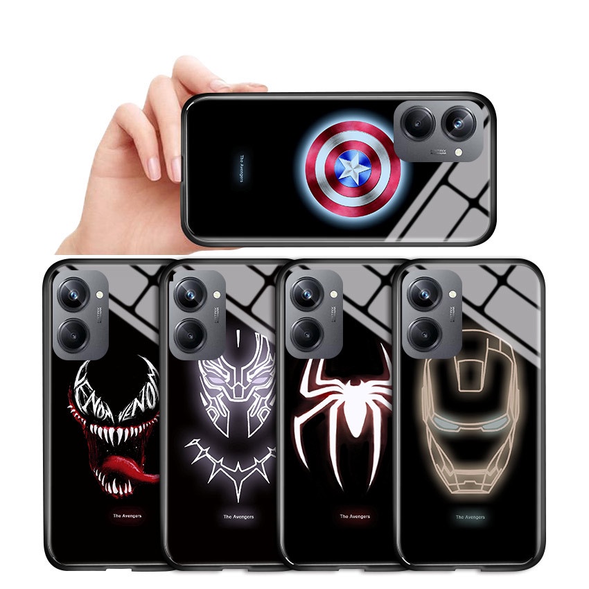 (เคสกระจกเรืองแสง) เคสกระจกนิรภัย แบบแข็ง ลายอเวนเจอร์สมาร์เวล สําหรับ Realme 10 Pro 5G Realme 10 Pro+