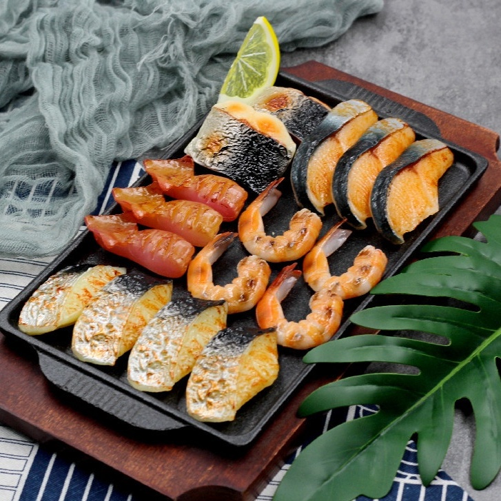 โมเดลอาหารทะเลย่าง อาหารปิ้งย่าง กุ้งย่างบาร์บีคิว ปลาหมึกย่าง แซลม่อน ซาบะ อาหารทะเลย่าง พร๊อพถ่ายรูป ตกแต่งร้านค้า