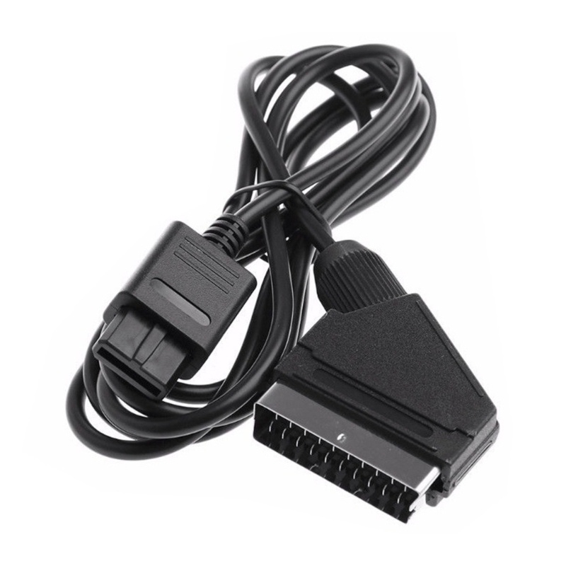 WU SCART AV Connector สายสายไฟสําหรับ N64 SNES SFC GC Retro- Gamepad 1 8m 6Ft สาย AV สีดํา Gaming Ac