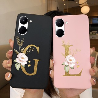 เคสโทรศัพท์มือถือ กันกระแทก ลายดอกไม้ ตัวอักษร สําหรับ OPPO Realme C33 C33 4G RMX3624 C33 C 33