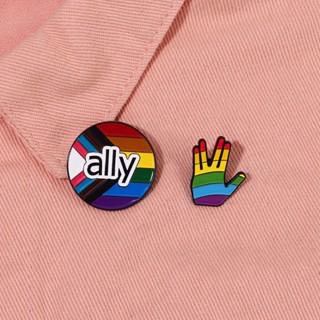 Ally เข็มกลัดโลหะ รูปธง LGBTQ สีรุ้ง เครื่องประดับ สําหรับของขวัญ