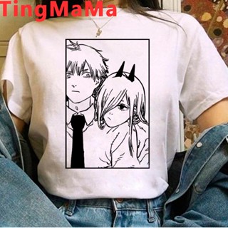 เสื้อยืด พิมพ์ลายการ์ตูนมังงะ Chainsaw man Pochita Makima สไตล์ฮาราจูกุ สตรีท สําหรับผู้ชาย