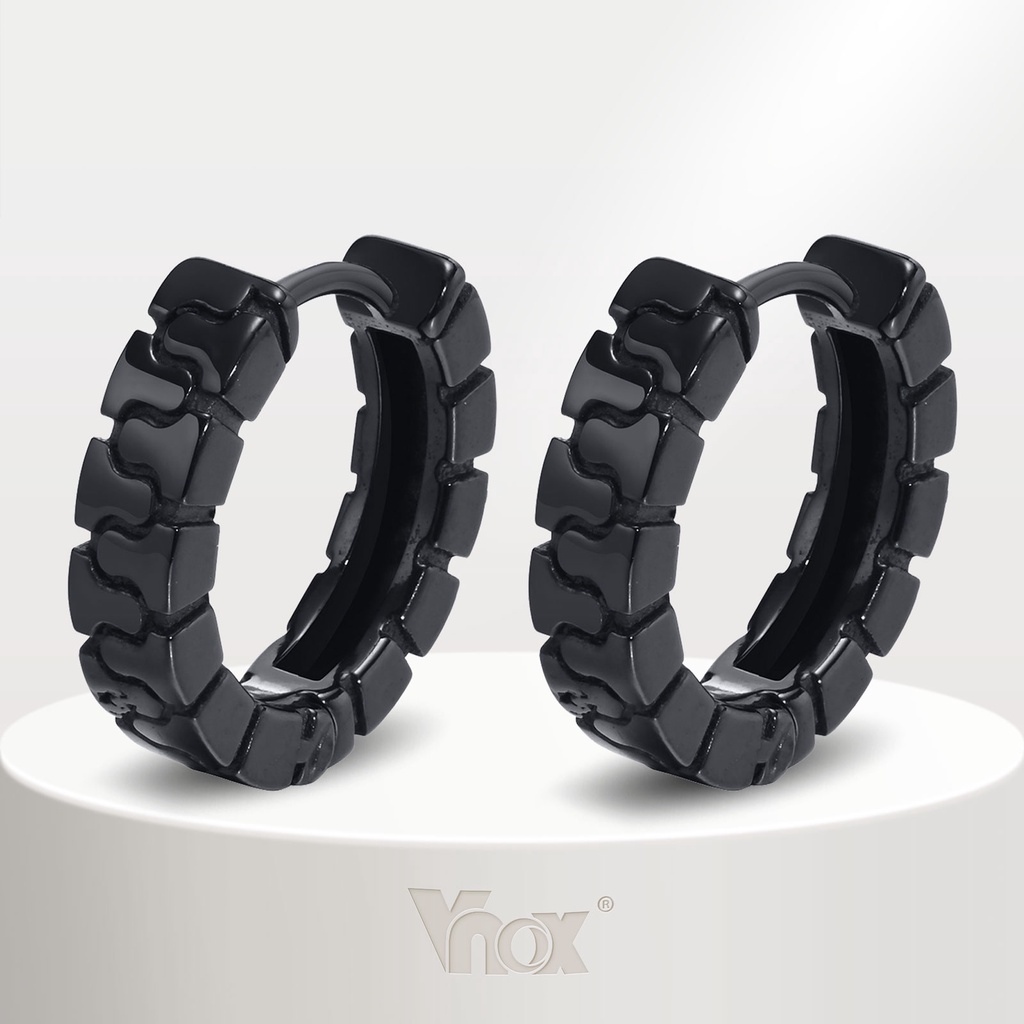 Vnox แฟชั่น ซิป พื้นผิว ขนาดเล็ก การ์ดมือ ผู้ชาย ต่างหู สเตนเลสสตีล แข็ง สตรีท สวมต่างหู เครื่องประดับ