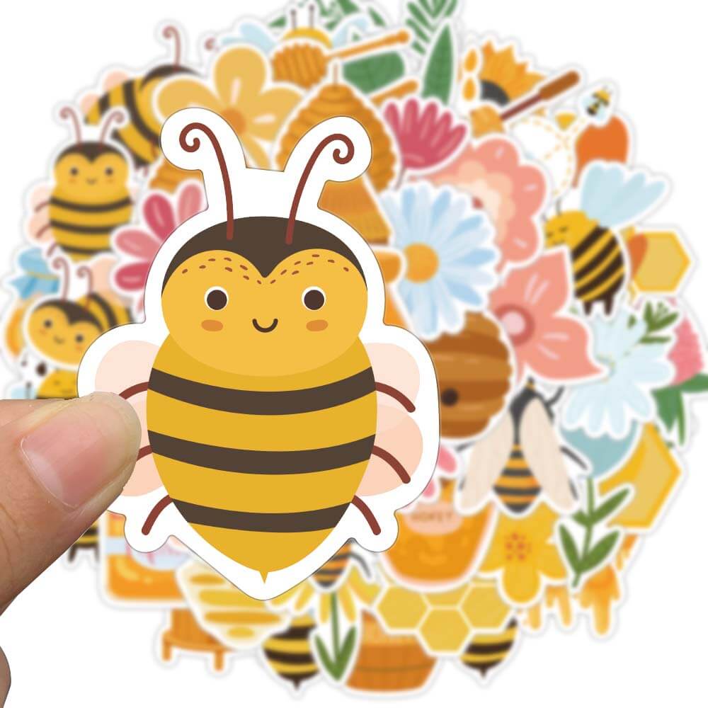 [สติกเกอร์ขนาดใหญ่] สติกเกอร์ ลายการ์ตูนผึ้งน่ารัก 50 ชิ้น สําหรับแล็ปท็อป โทรศัพท์ สเก็ตบอร์ด กีตาร์ กระเป๋าเดินทาง เด็ก