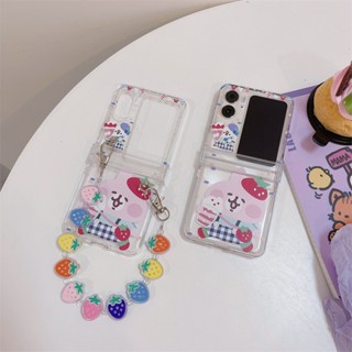 เคสโทรศัพท์ OPPO Find N2 ฝาพับ หน้าจอป้องกัน เคสกันกระแทก เคส Kanahei สตรอเบอร์รี่ กระต่ายสีชมพู