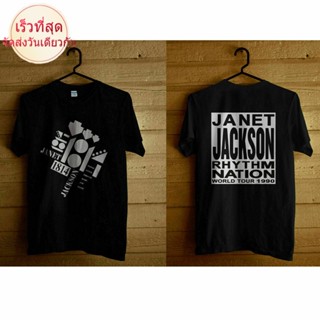 Wew23e23 เสื้อยืด ผ้าฝ้าย พิมพ์ลาย Heavy 1990 Janet Jackson Rhythm Nation Tour สไตล์คลาสสิก สําหรับผู้ชาย B35SDF65W26525